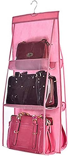 Hot6sl Organizadores de bolsos para armarios, organizador colgante de 6 bolsillos, almacenamiento de bolsos a prueba de polvo, zapatos de armario,