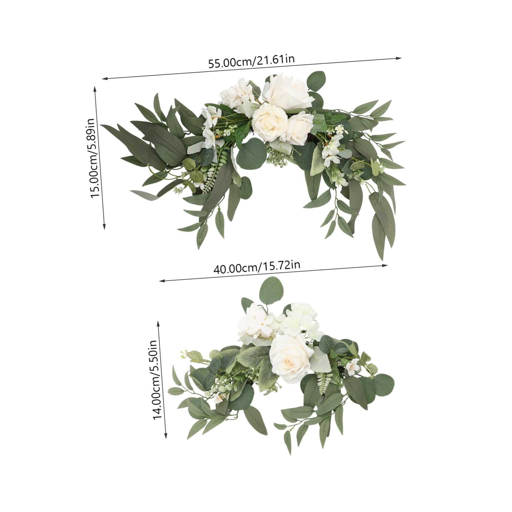 Künstliche Rosen Blumengirlande aus Stoff in Weiß für Hochzeit mit Abschlussstimmung Praktischer Nie Verwelkender Blumenschmuck als Willkommensschild und Empfang