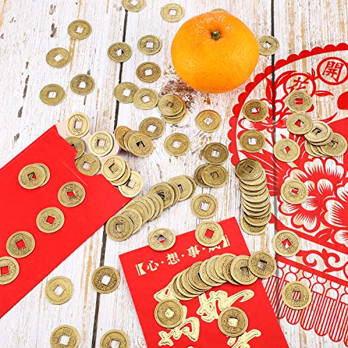 Chinese New Year Coin feng Shui Fortune i-Ching Money Good Luck Culture Gold Health Wealth Ancient Dynasty emper(100, 0.8 Inch) or Charms Chinese New Year Coin feng Shui Fortune i-Ching Money Good Luck Culture Gold Health Wealth Ancient Dynasty emper(100, 0.8 Inch) or Charms