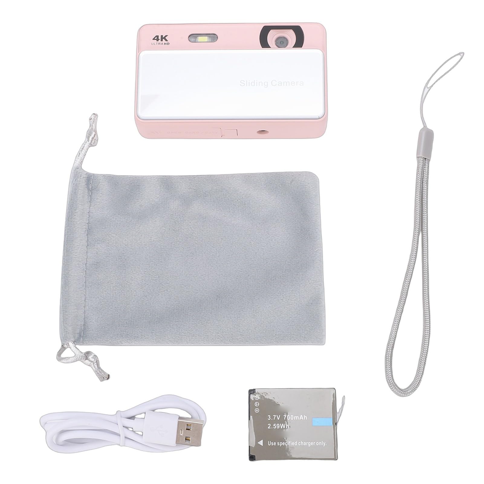 Fotocamera Digitale 4K, Fotocamera Scorrevole retrò con Messa a Fuoco Automatica HD da 64 MP (Pink) | Schermo da 2,8 Pollici, Zoom Digitale 16X, Batteria da 700 MAh, per Adolescenti Adulti Principianti