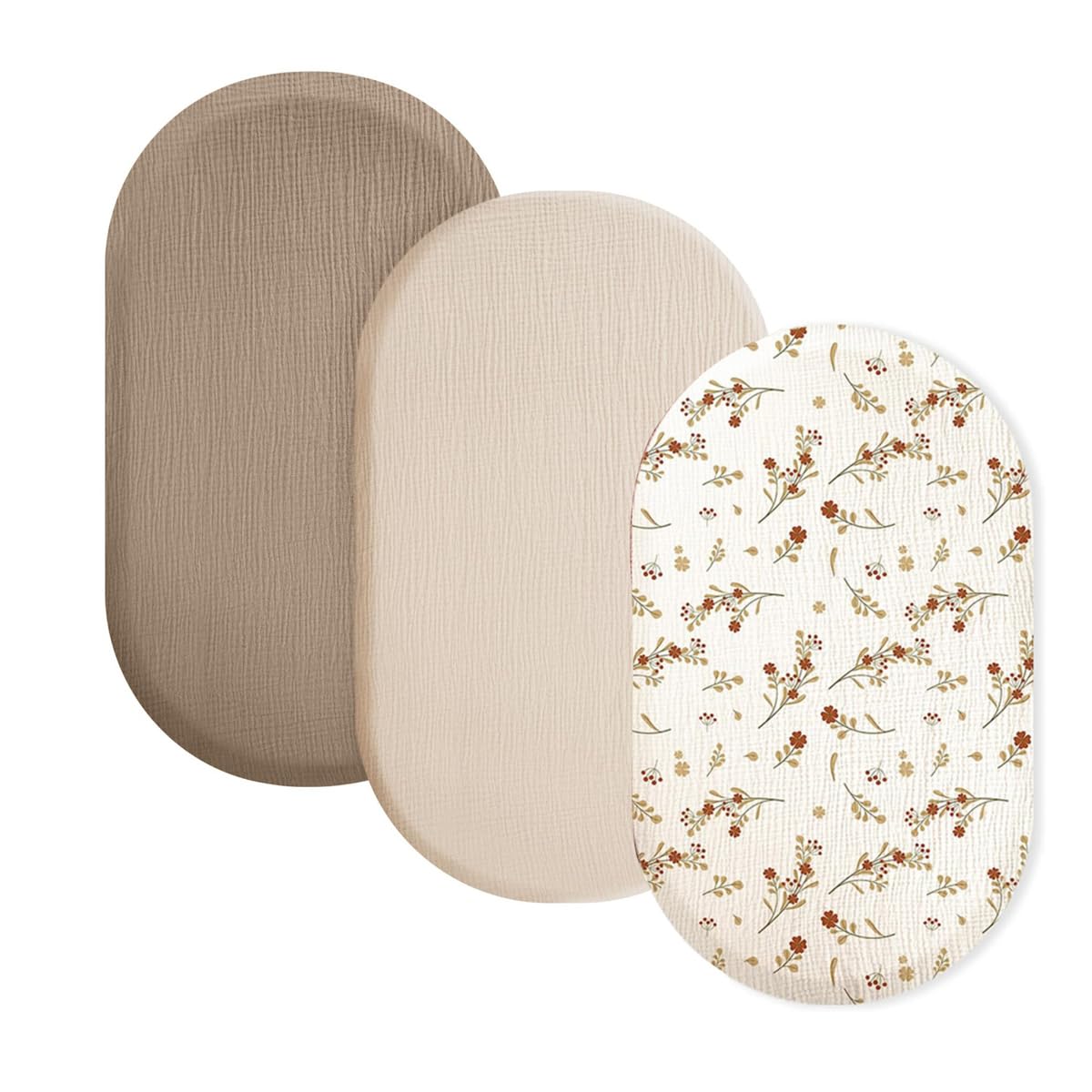 Liemuao Lot de 3 Draps Housse 80x40 cm Lit Bébé, Berceau, Lit Parapluie, Confortables Fitted Draps Lit Bebe Matelas Enfant en 100% Coton Draps-Housses pour Couffin de bébé garçon et Fille (Beige)