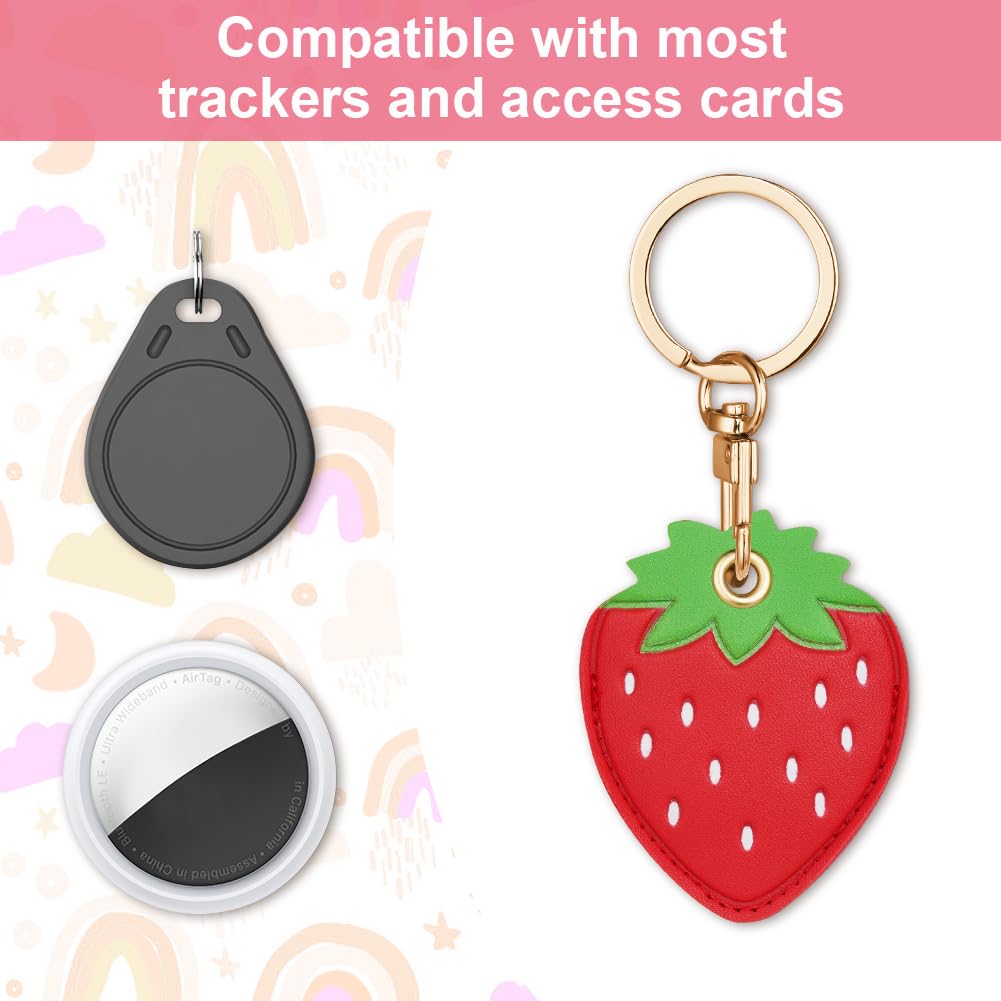 AXFEE 360° Protective Case for Air-Tag, Cartoon Leather Air Tag Keyring Case For Apple Air-tag Holder, Holder Case for Air-Tags, Air tag Holder Protective case, Decorations for Key, Bag, Pet Collar — view 4