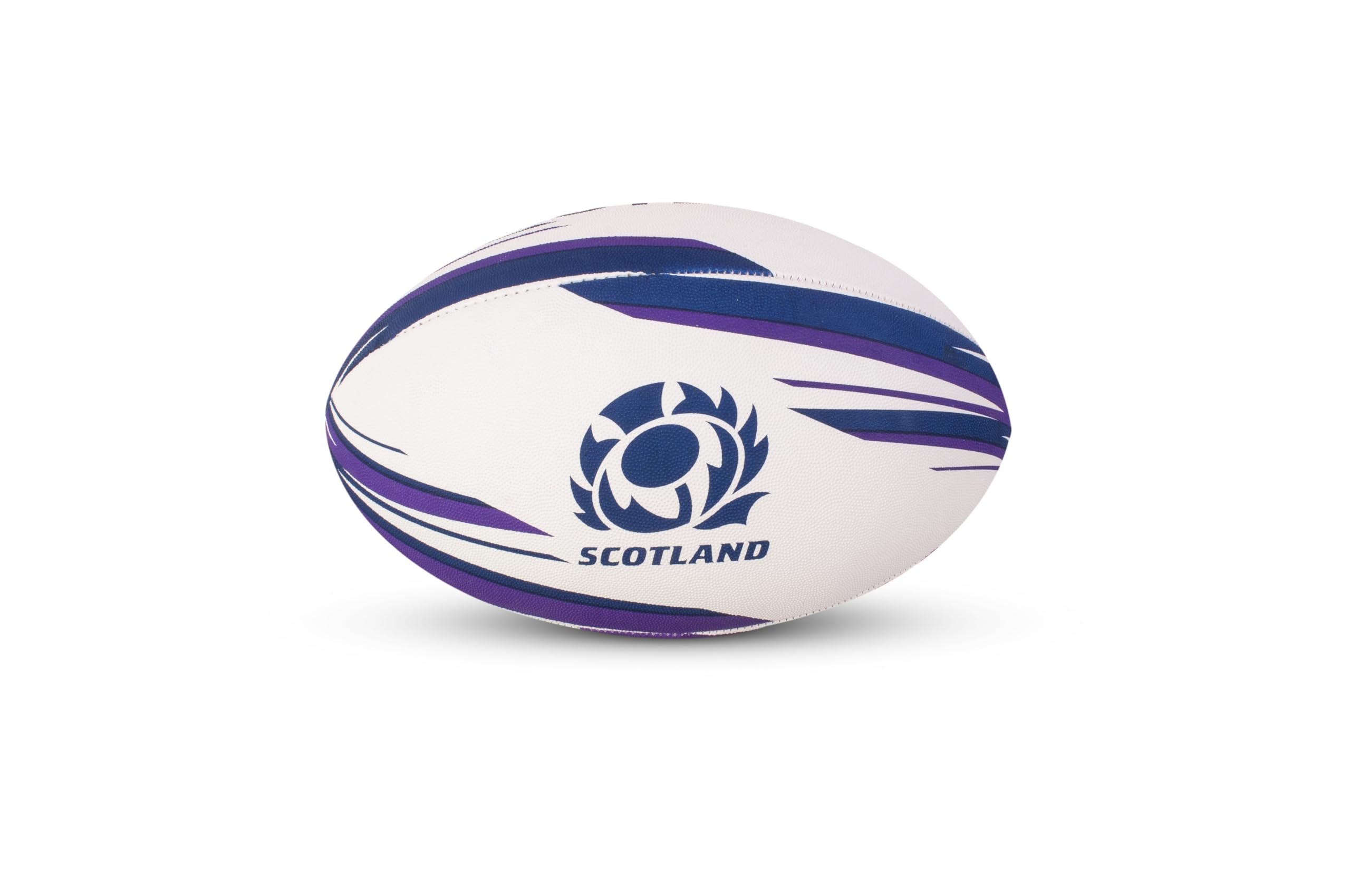 Scotland Rugby Officially Licensed Ball - Durable Synthetic Rubber, Blue, Purple & White Rugby Ball - Licensed Size 5 Rugby Ball with Pebbled Surface, Latex Bladder