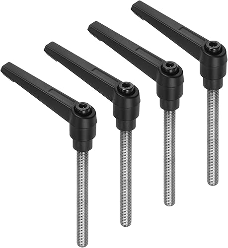 Miniatura 66 de uxcell 4 manijas de palanca de sujeción, perno macho roscado de acero al carbono de óxido negro M8 x 0.59 pulgadas, asas ajustables de bloqueo
