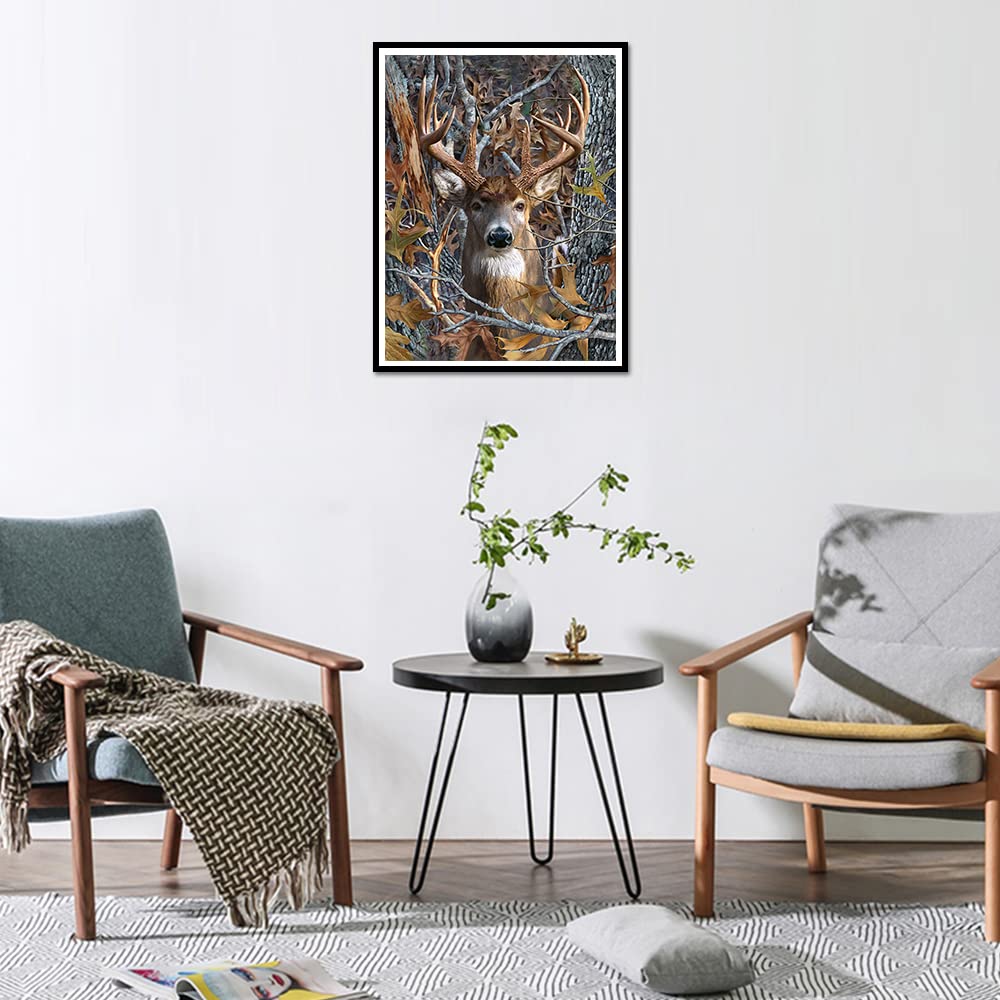 Ginfonr 5D Diamond Painting Kit “Cervo E Alce” – Quadro Fai Da Te Con Tela 30x40 Cm, Diamanti Rotondi Lucenti Per Decorazione Parete E Antistress