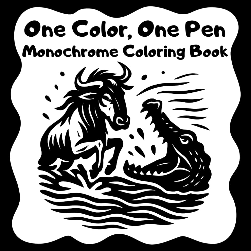 One Color, One Pen. Mindfulness Monochrome Coloring Book: Stress Relief Coloring for Adults, Teens & Seniors – Black & White Coloring Book Ink Tracing ... and Relaxation – Just One Color Collection