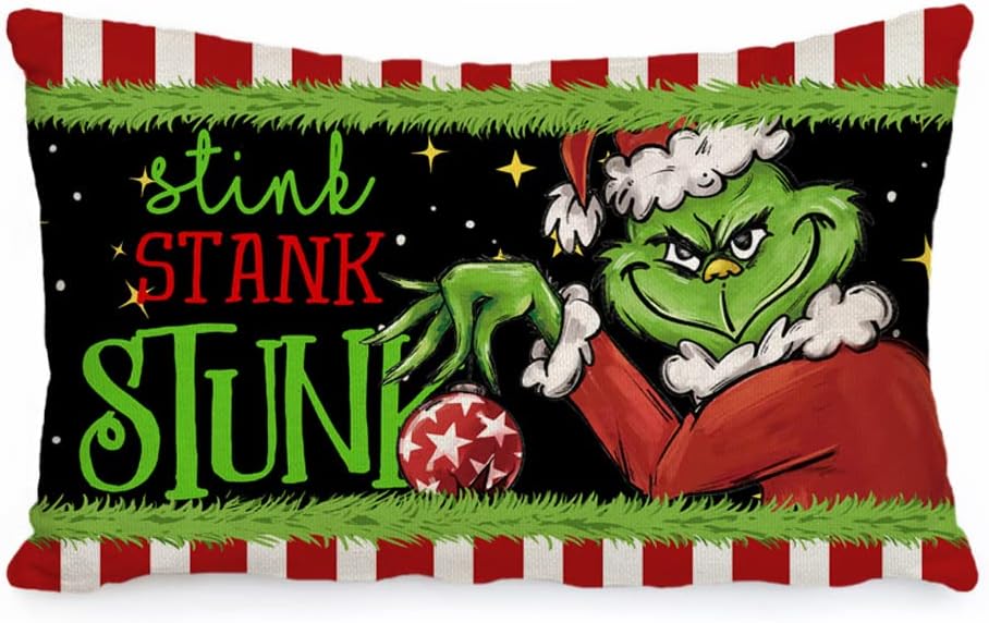 AACORS Christmas Throw Lumbar Pillow Cover 12X20 Stink