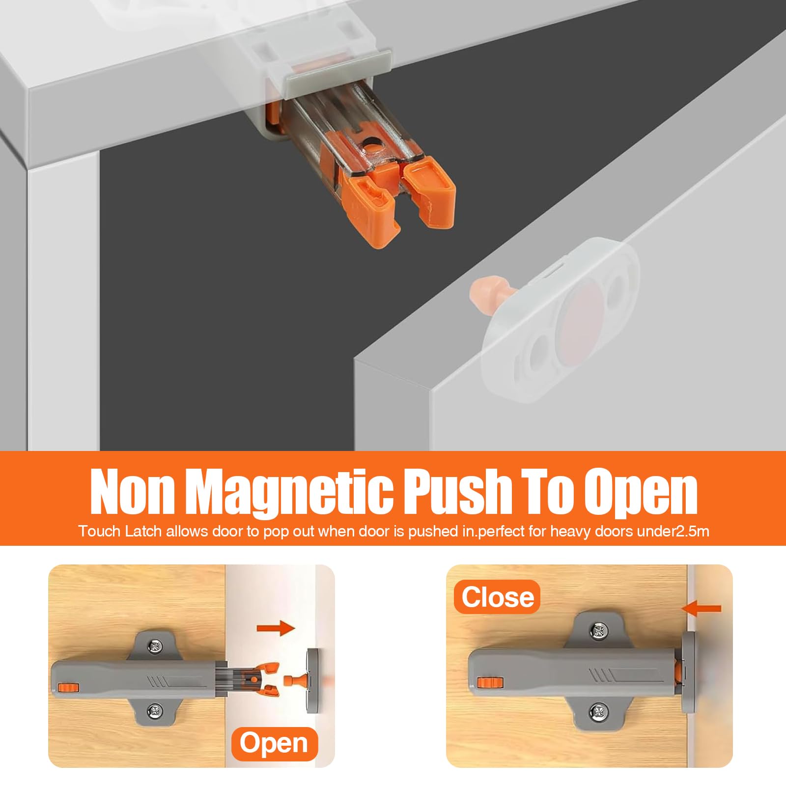 6 Stück Schranktüröffner Push to Open, Drucköffner Schrank Heavy Duty Push Open Türöffner 30N Schranktür Drucktüröffner für Groß Schränke Küche Freigabe Schnapper