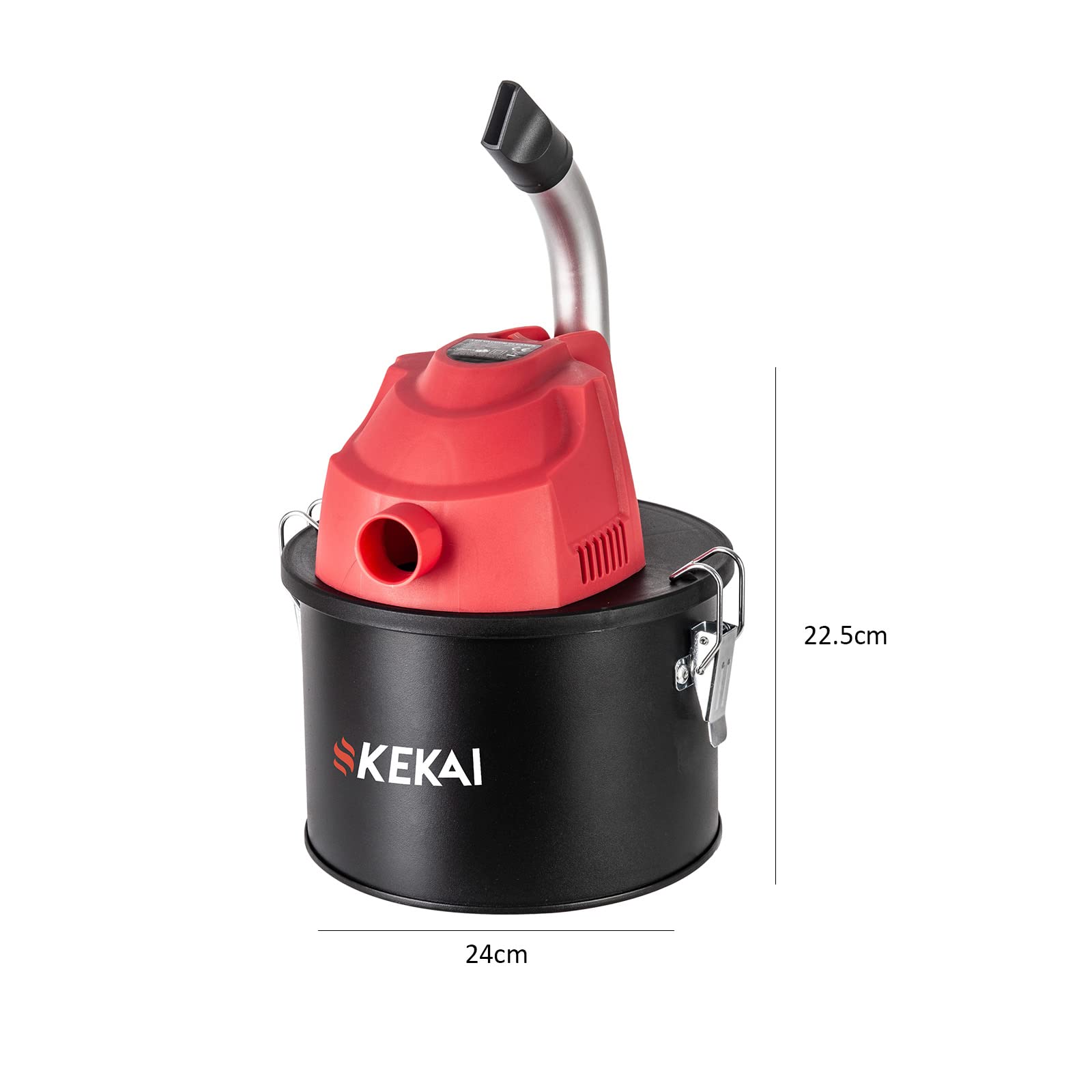 Kekai Aspirador de Cenizas Compacto 4 litros Adriano 600W Filtro HEPA Lavable y Tubo de Aluminio Curvado