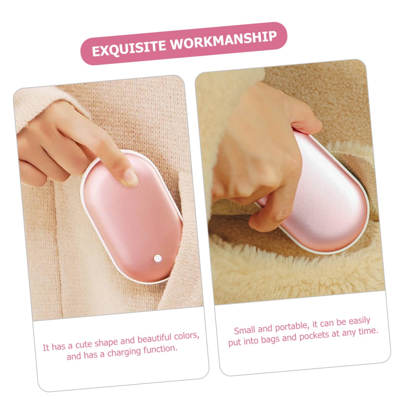 Abaodam 2pcs Portable Pocket Warmers Convenient Rechargeable Hand Warmers for Daily Use Mobile Power Supply for for Outdoor Activities Travel and