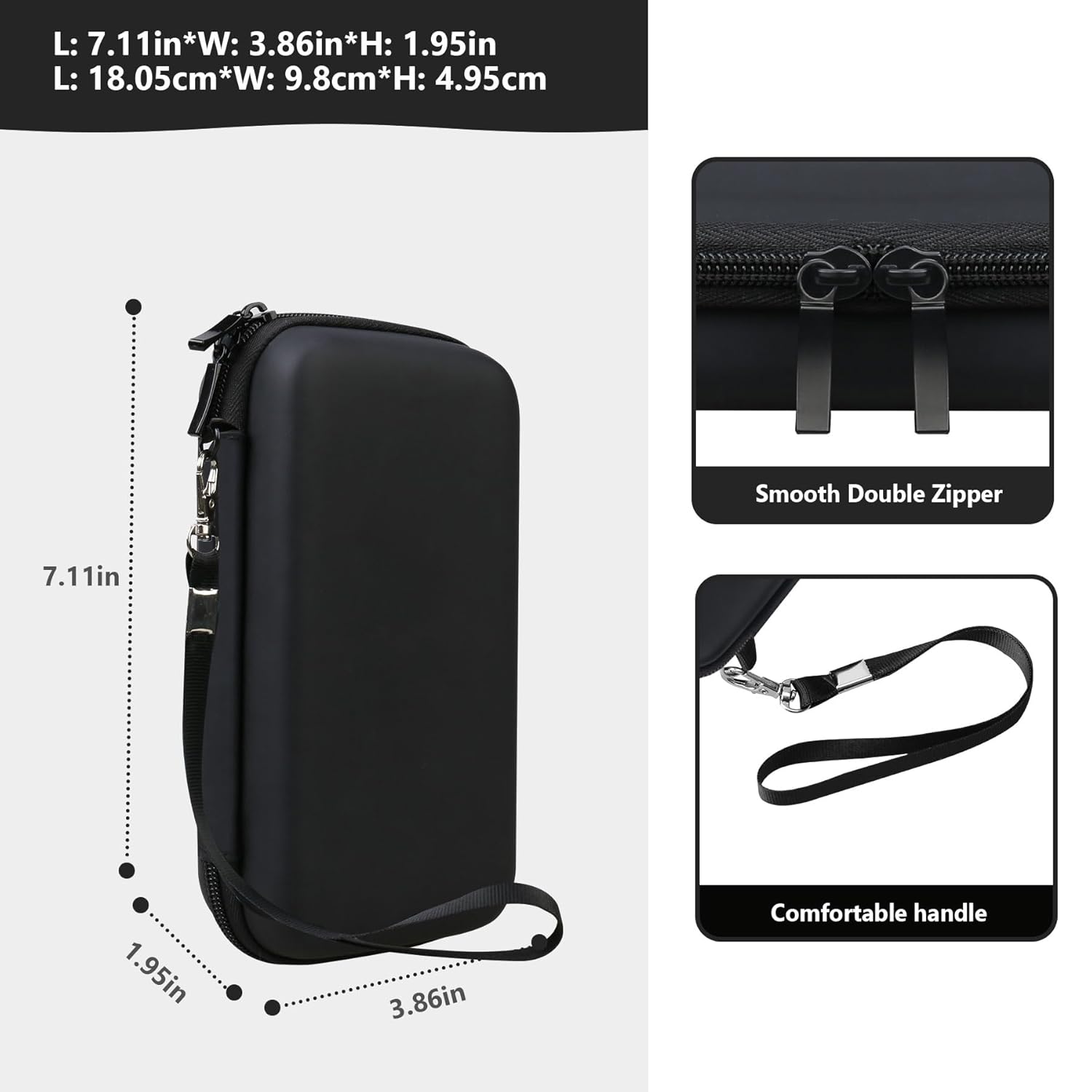 Supmay Carrying Case for GAMPLAE Handheld Game for Kids, 258 Retro Video Games Portable Gaming Player Storage Holder Travel Bag with Mesh Pocket for 3 Game Cards, Earphone,USB Cable, Black - Image 3