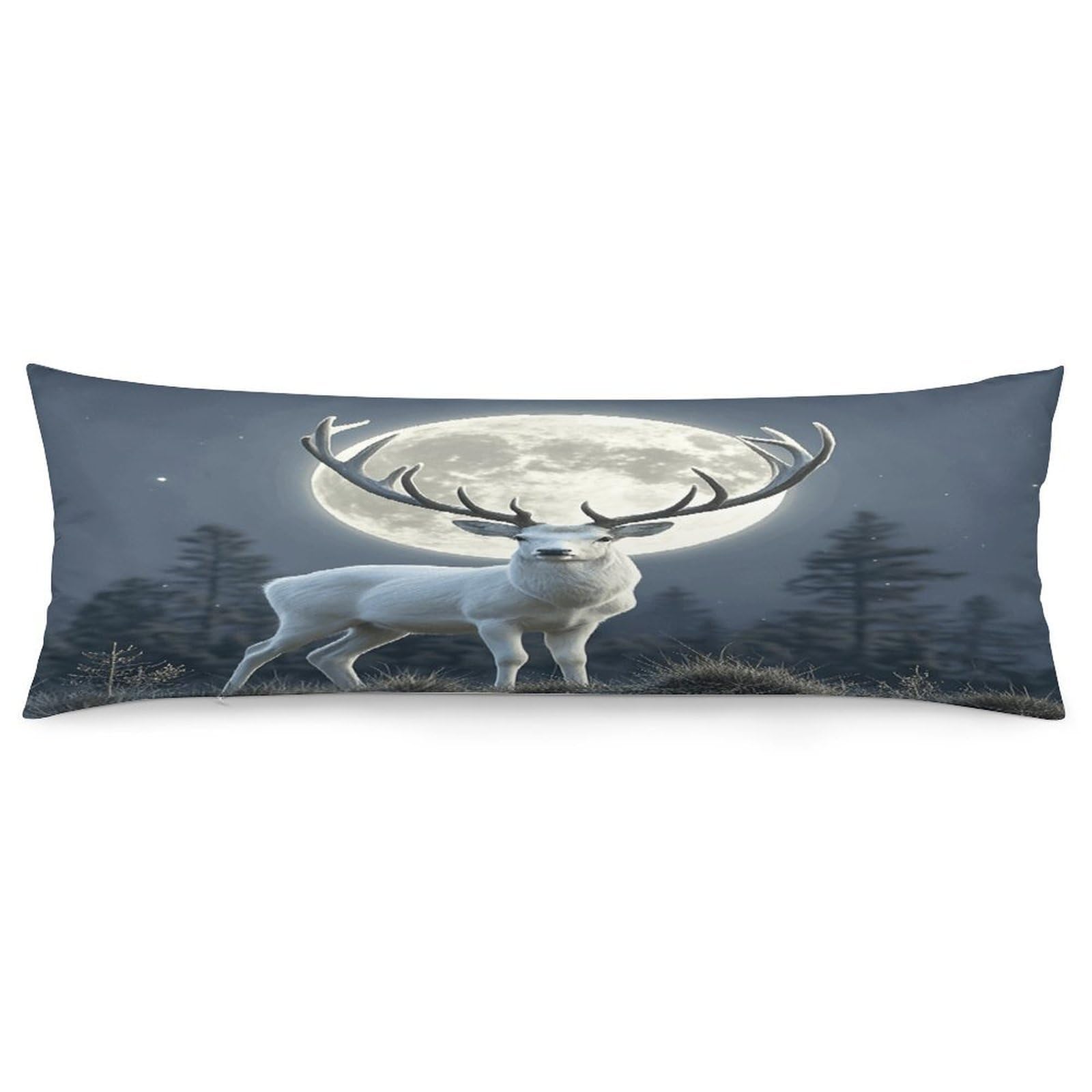 Moonlight Deer Pillowcase Decorative Body Pillow Cover Soft Full Long Pillow Case Breathable Large Body Pillowcase Cute Cozy Pillow Sham for Bed Couch Sofa 18.9 X 53 Inch