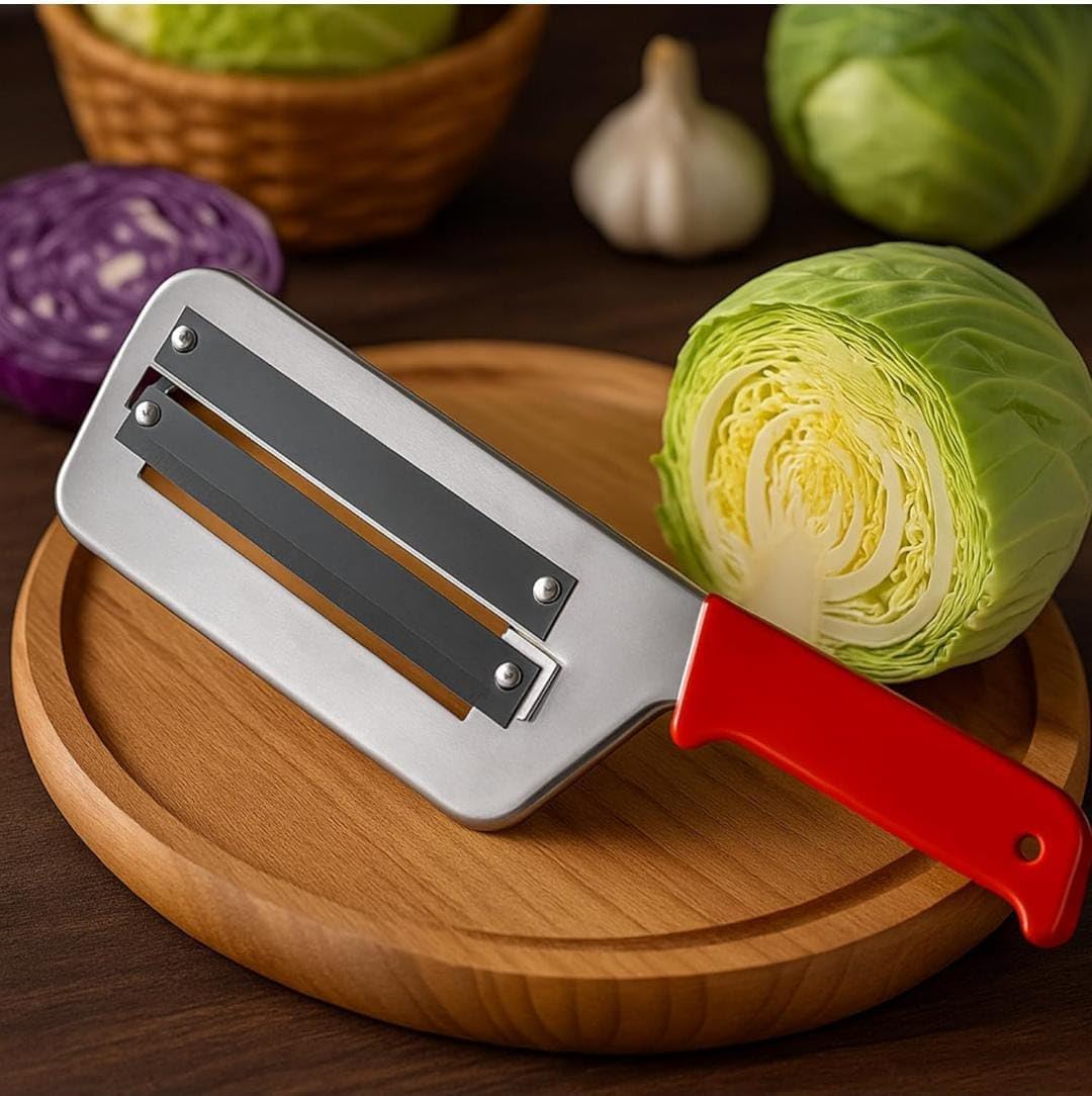 Stainless Steel Cabbage Shredder & Slicer – Heavy-Duty Double Blade Manual Vegetable Cutter for Coleslaw, Sauerkraut, Salad Prep – Handheld Kitchen Tool & Cabbage Grater Knife-image-25