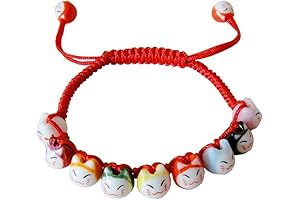 Handmade 9 Lucky Cat Best Choice Ceramic Beads Fortune Cat Bracelet Charm...