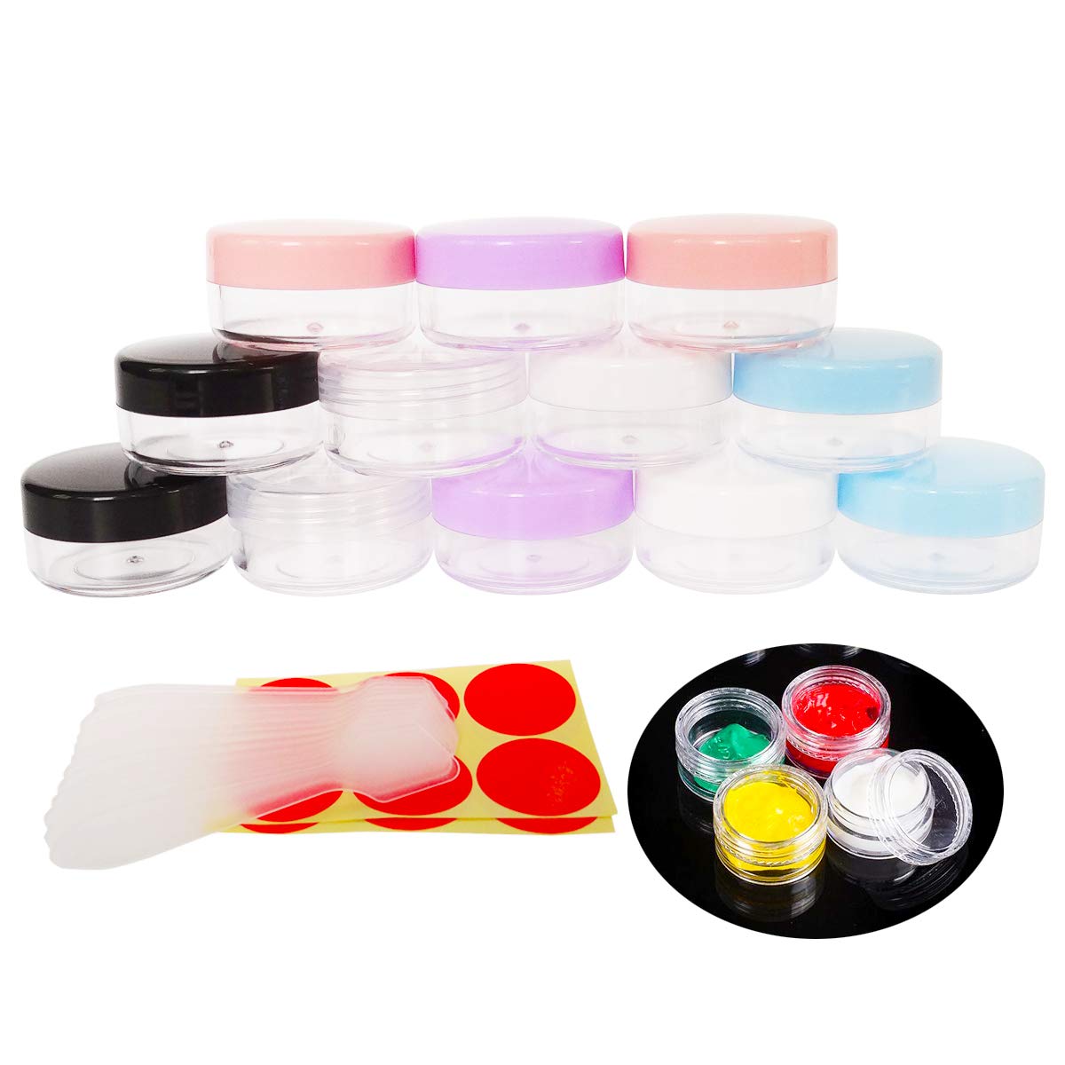 Wopanxye 12 pack 10ml Empty Sample Jars, 10 Gram Refillable Cosmetic Container