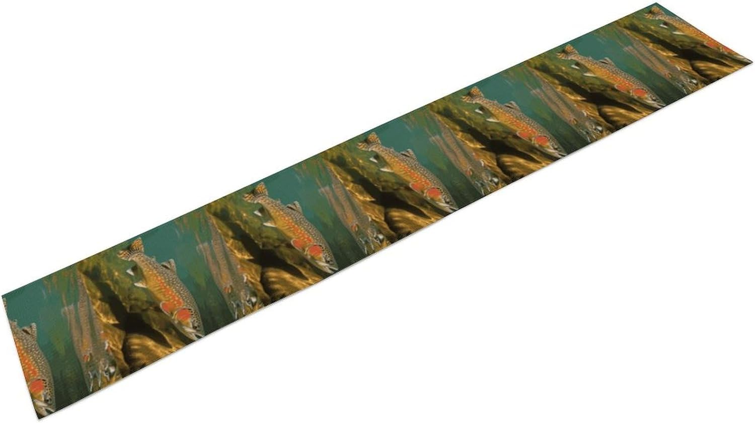 Brook Trout Fly Fishing Table Runner Boho,Woven Natural Flax Table Runner Farmhouse Home Decor Table Cloth for Dining Table Holiday Party, Dresser Decorations