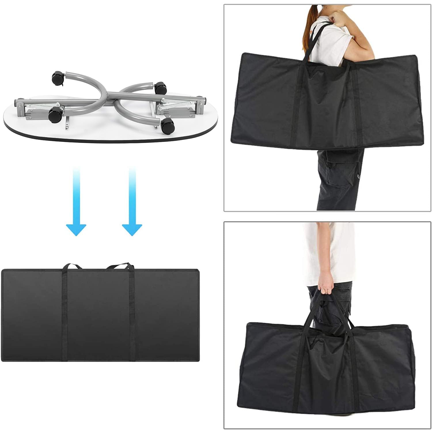 Beltom® Tavolo Manicure Professionale Pieghevole con CASSETTO, Cuscino POGGIA Polsi E Borsa PESA Solo 9,5 kg-Dimensioni 98x44x77 CM-RICOSTRUZIONE Unghie Estetista Nail Art ONICOTECNICA-Bianco