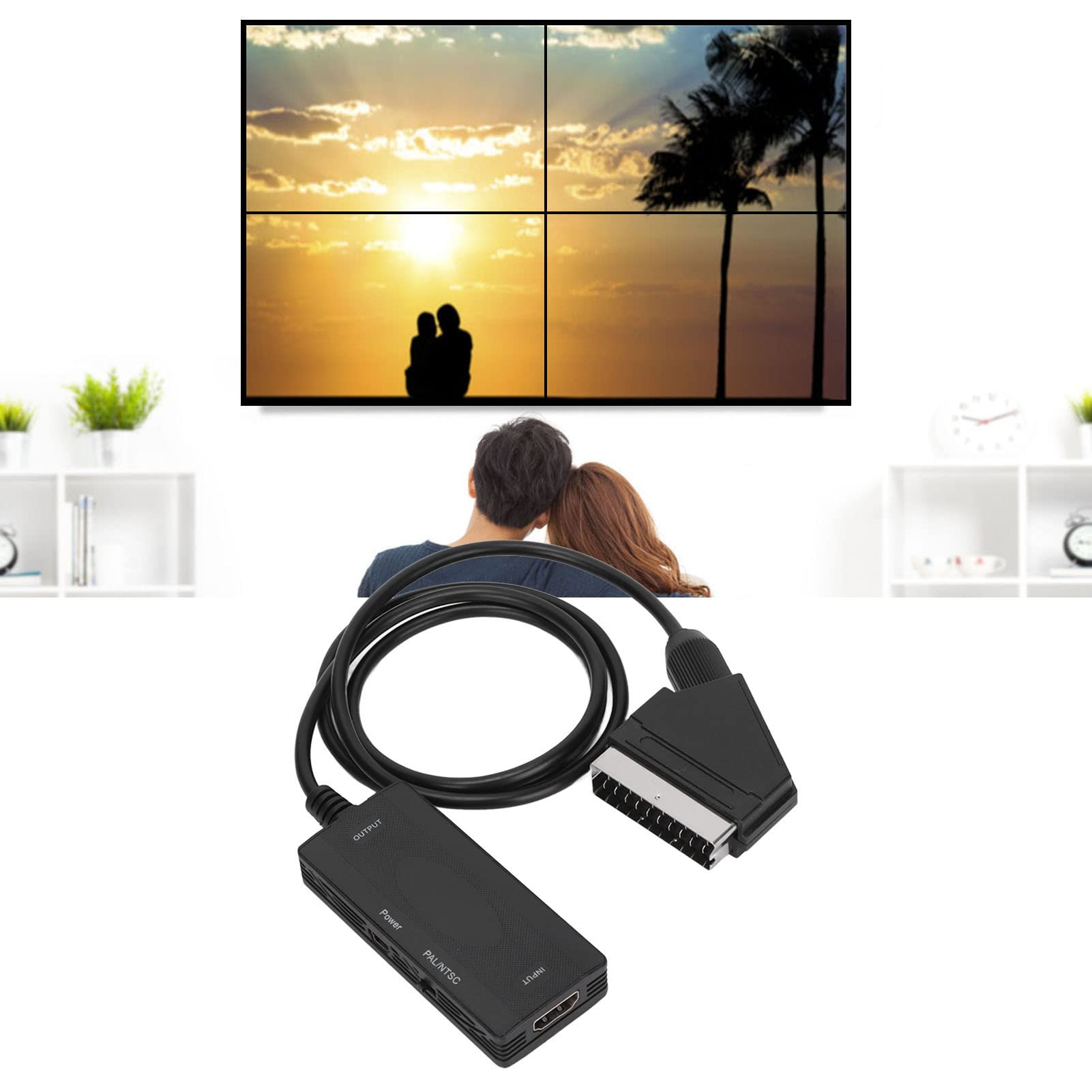 Convertitore da HDMI a SCART 1080P, Adattatore da HDMI1.3 a SCART 1080P, Adattatore Audio Video, Supporto Uscita NTSC/Pal per Proiettore Monitor HDTV, Lettore Dvd