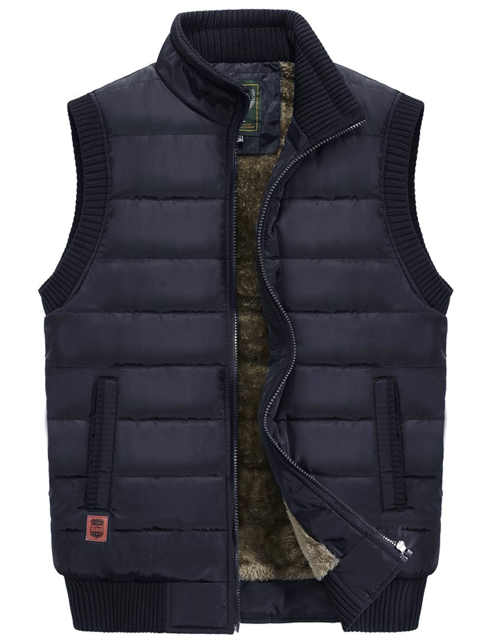 VtuAOL Men's Outerwear Vest for Men Winter Puffer Vests Fleece Lined Outdoor Warm Sleeveless Jackets