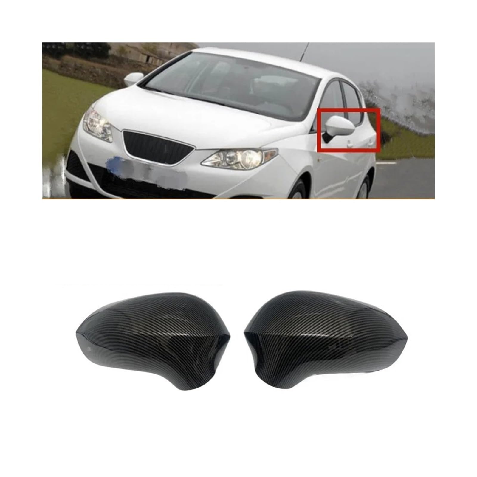 Lateral Puerta Tapas Espejo 2 Tapas Espejo Retrovisor Lateral Coche Compatibles con para Seat para Leon MK2 para Ibiza MK4 6J para Exeo 3R 2008-2017 Carcasa Espejo(Gloss Black)