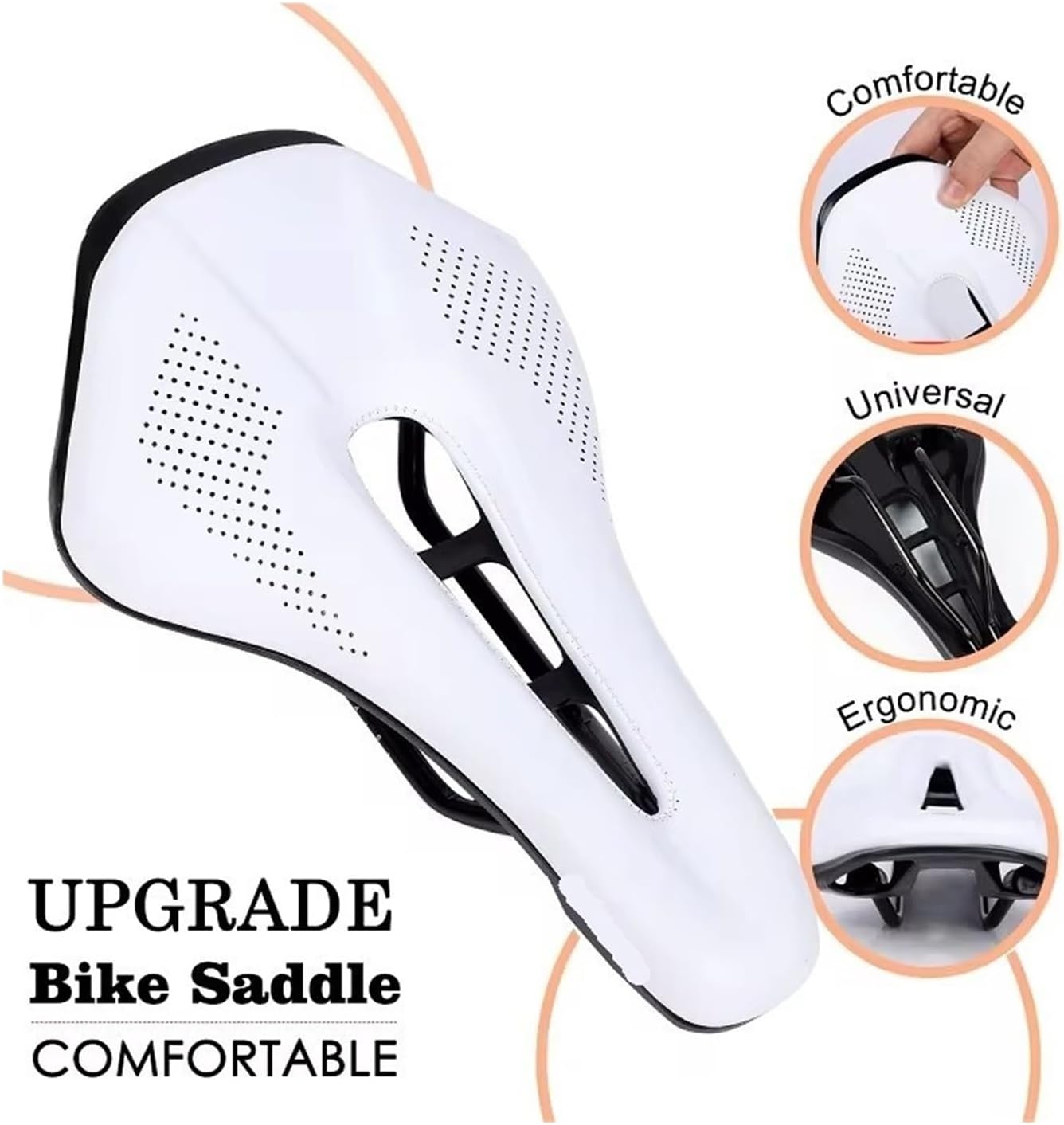 Bicycle Saddle Non-Slip Short Nose Bike Seat PU Leather Hollow Road Ergonomic Comfortable Bike Cushion