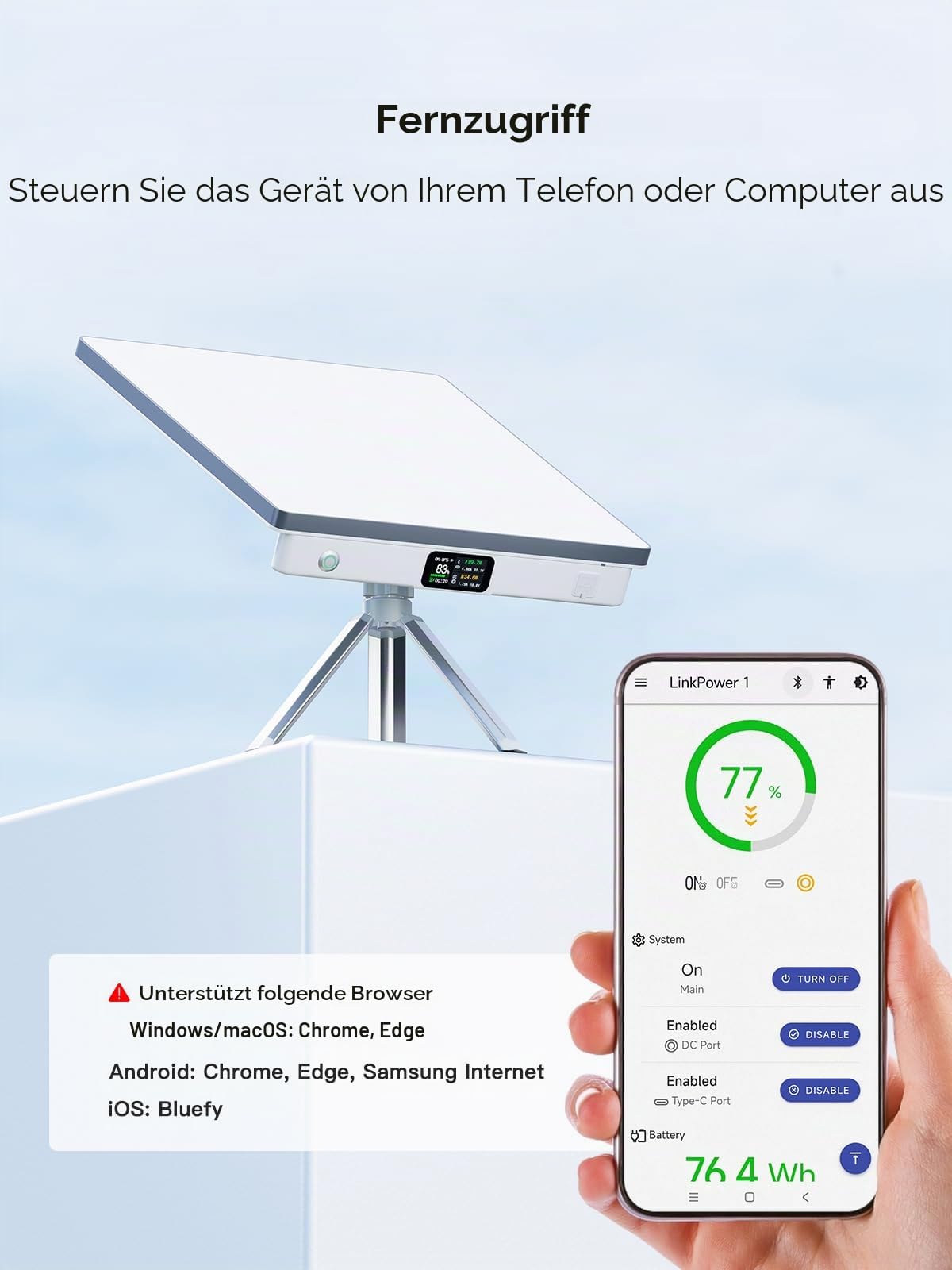 Starlink Mini-Powerbank, 99 Wh, TSA-zugelassener Akku, 4+H Laufzeit | USB-C Bidirektionales Laden, Pass-Through, manuell und Fernbedienung, Smart-Display, IP65 für Outdoor, Reisen, Notfall-Backup
