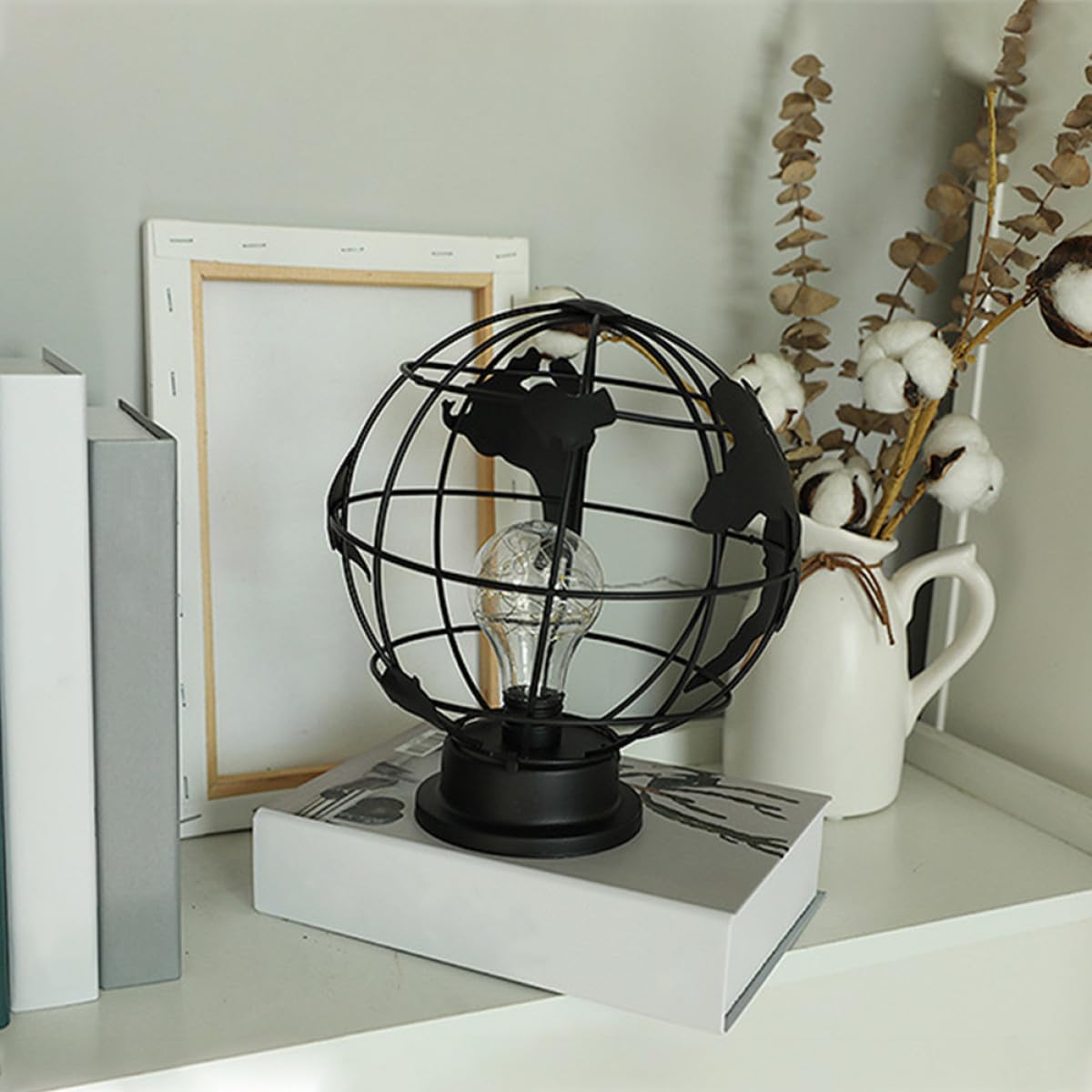 Lámpara de Mesa Globo Decorativa Luz de Noche Cálida Luz Atmosférica para Dormitorio Sala de Estar y Guardería Diseño Creativo sin Batería