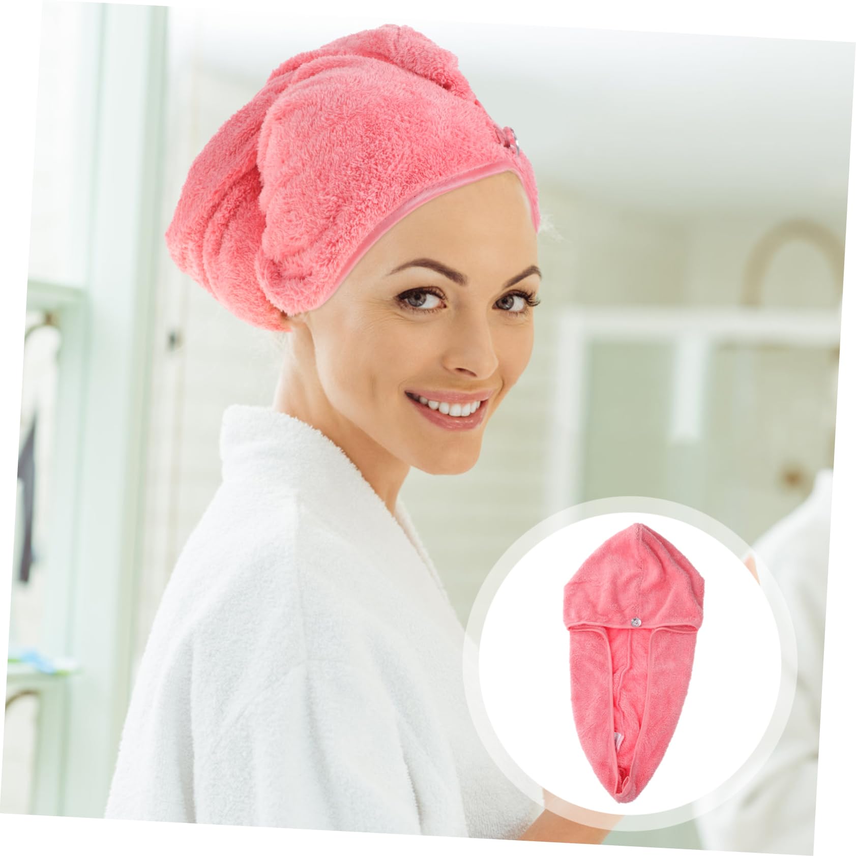 Beaupretty 1pc Dry Hair Cap Shower Cap Hair Dryer Towel Wrap Hair Turbans for Wet Drying Cooling Hair Towel Reusable Bonnet for Curly Hair Quick Dry Bath Towels Red Fiber