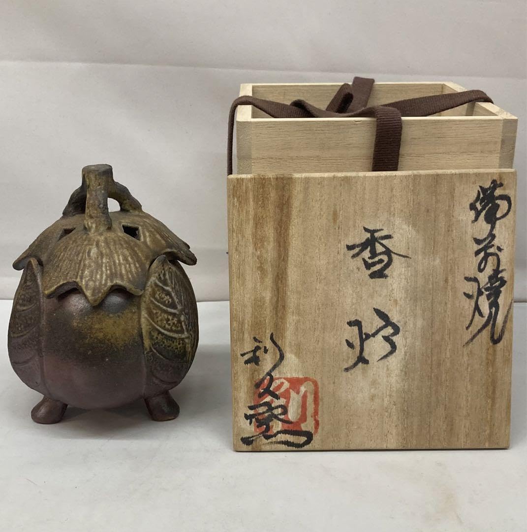 Amazon｜ノーブランド品 B42利休窯「香炉」備前焼共箱茄子形 