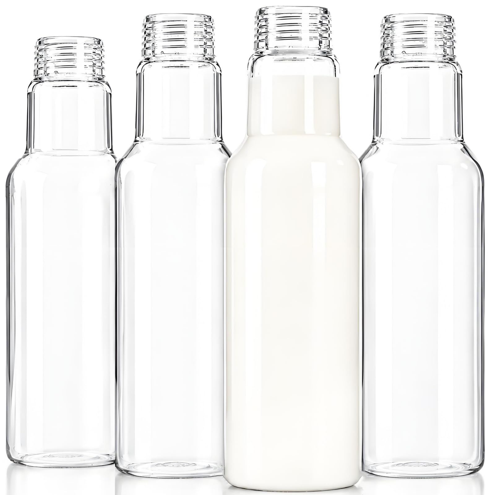 ZAVOOS 4 Pack 34 Oz Glass Milk Bottle with Airtight Lid