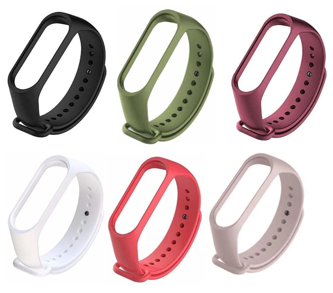 Soft Silicone Mi Band 4 Strap Waterproof Replacement Wristband Strap Fashion Accessory Compatible for Xiaomi Mi Band 4 & Mi Band 3 (Tracker NOT Included) (Pack of 6)