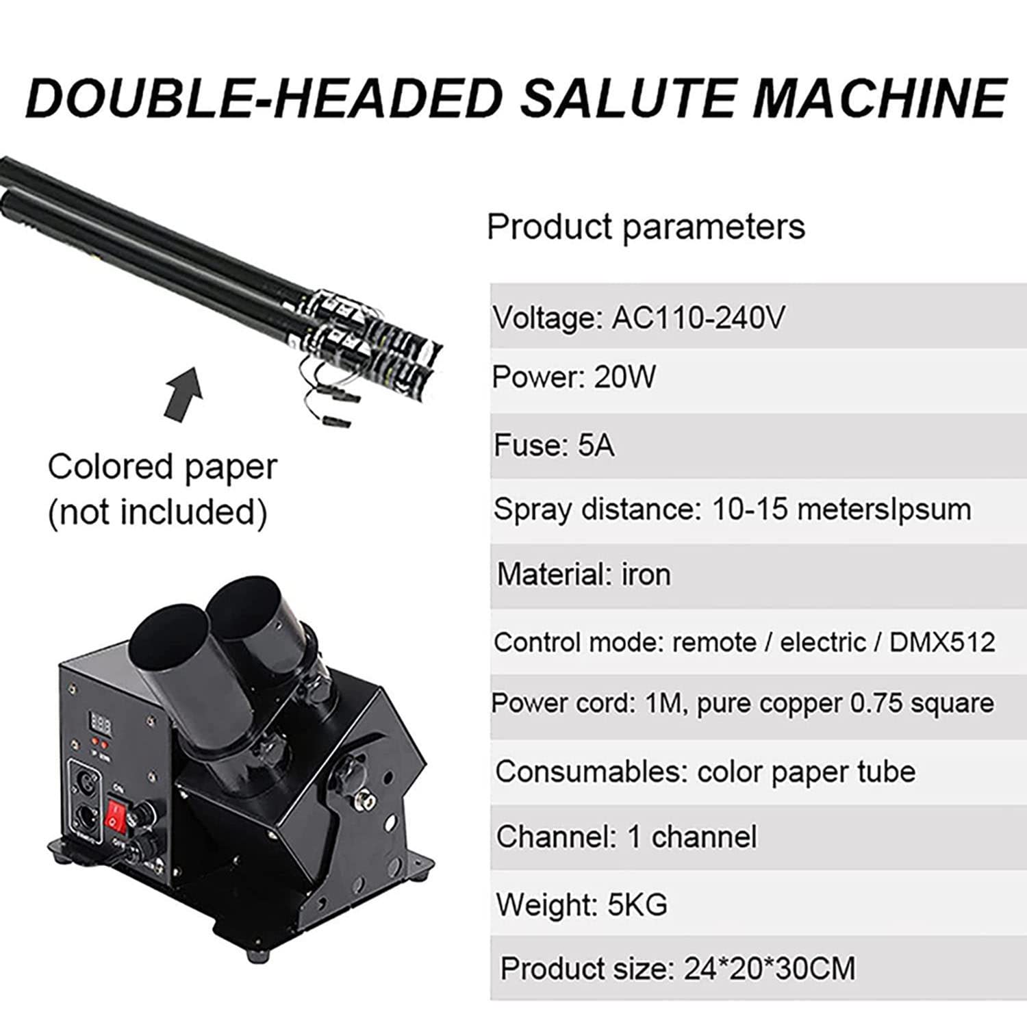 Lanceur de Confettis Professionnel - Machine Électrique Portative, Pistolet à Accessoires d'Atmosphère, Canon pour Party, Mariage, Scène et Événements