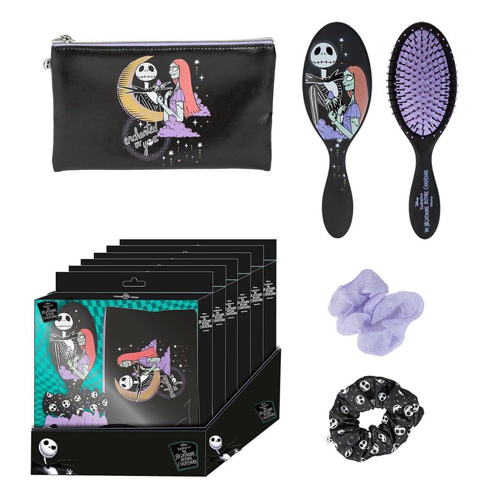 Cerda Girls Noir Hairbrush With 'S Case Disney Nightmare Before Christmas Jack & Sally