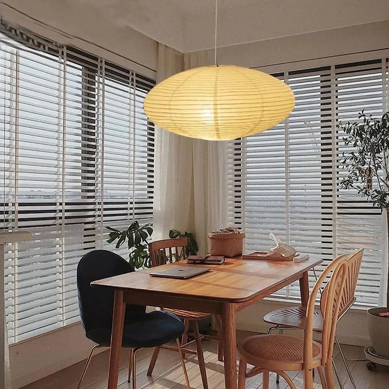 Wisząca lampa wisząca z papieru ryżowego lampa wisząca do salonu jadalni sypialni (średnica 60 cm, ciepłe światło)