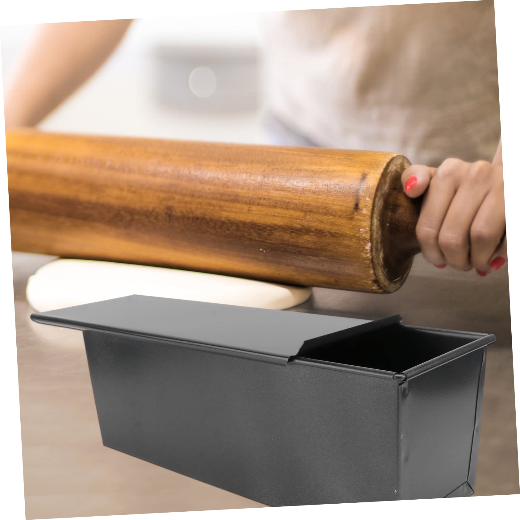 Toastbackform mit Deckel, Rechteckig, Edelstahl, Schwarz, 750 G