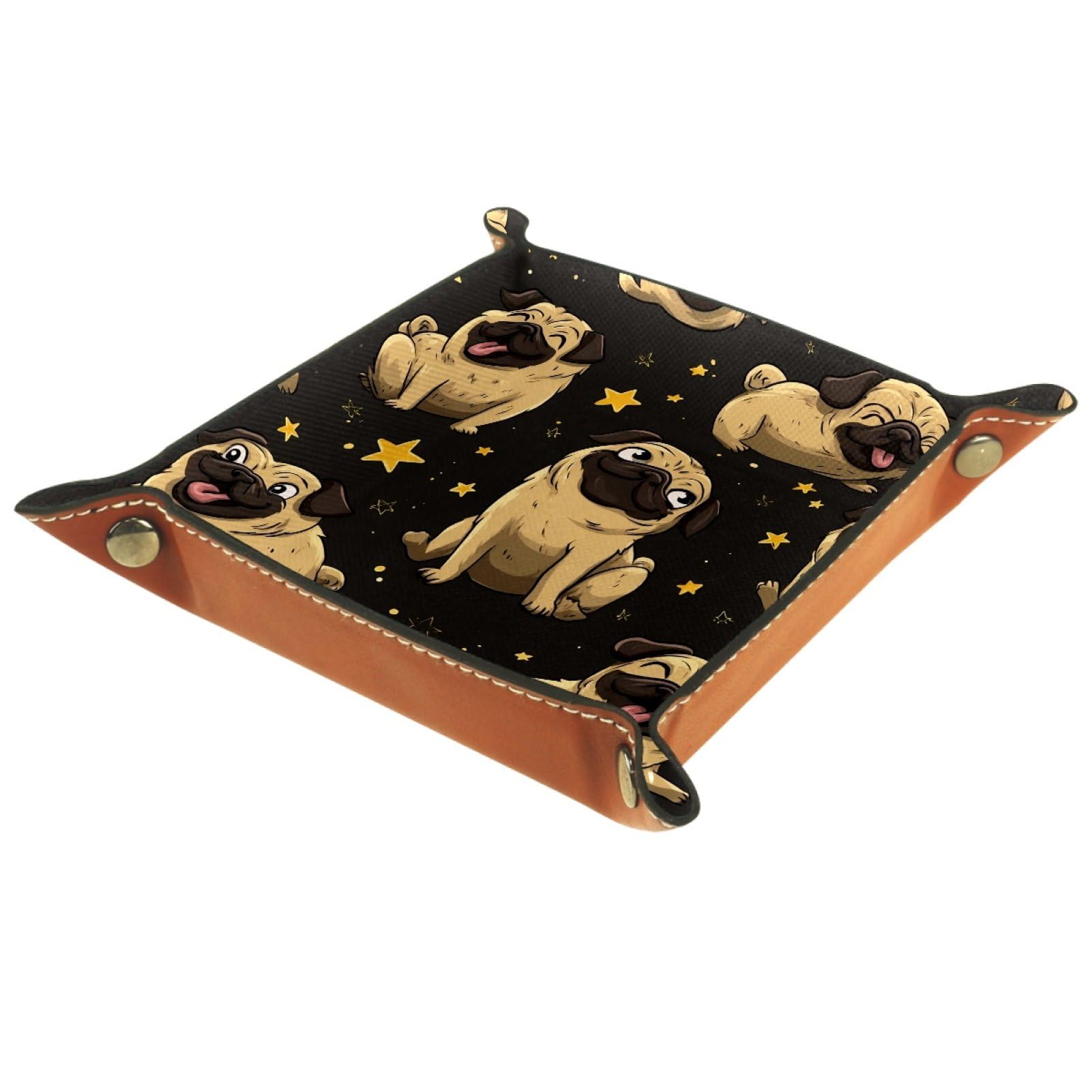 VAPOKF Pug Dice Trays Quadrilateral Dice Folding Tray Microfiber Leather Holder for Table Games RPG DND, 20.5 × 20.5 cm
