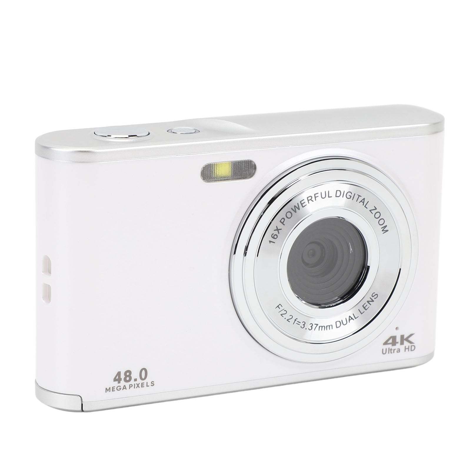 Aparat Cyfrowy, Ekran IPS 2,8 Cala, Aparat Cyfrowy 48 MP, Aparat do Vlogowania z 16-krotnym Zoomem Cyfrowym dla Początkujących Nastolatków (WHITE)