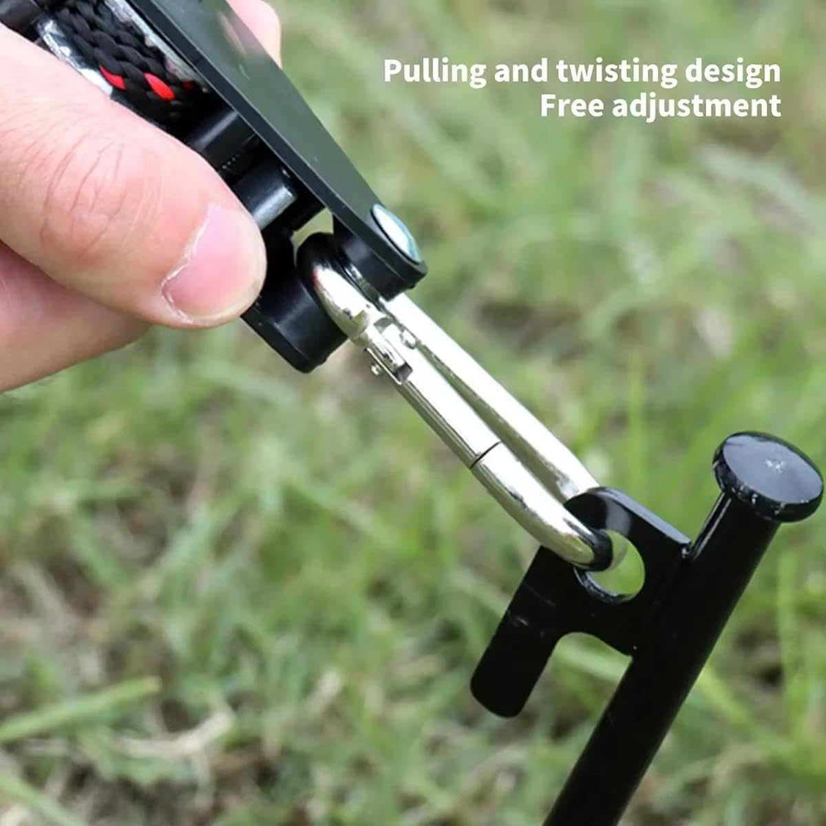 Adjustable Rope Fastener Fixed, Rope Rollers Adjuster for Lights Lifting Rope Outdoor Camping Tightening Tool with Lock Buckle