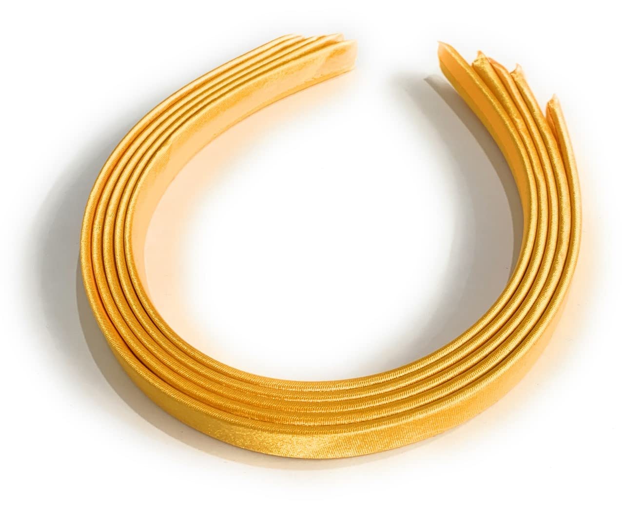 5 x 15mm Thick Plain Satin Headbands Pack School Girls Alice Hair Band DIY Headband Set UK (Mustard Gold)