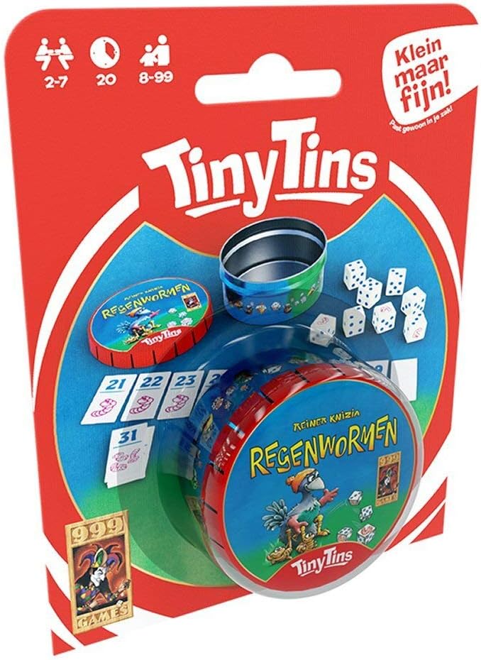 999 Games - Tiny Tins: Earthworms (Loose) Worms - From 8 Years - One of the Best Games from 2016 - Reiner Kniezia - for 2 to 7 Players - 999-RGW06