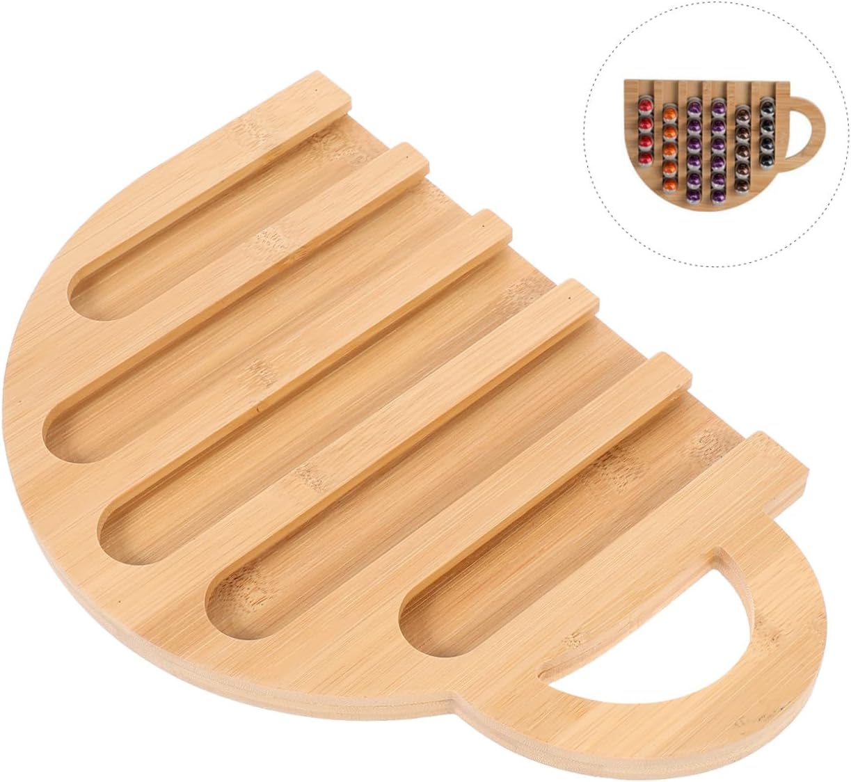 Wooden Coffee Capsule Rack Vertical Coffee Pod Holder Mug-shaped Storage Organizer for Home Office Kitchen Countertop Display