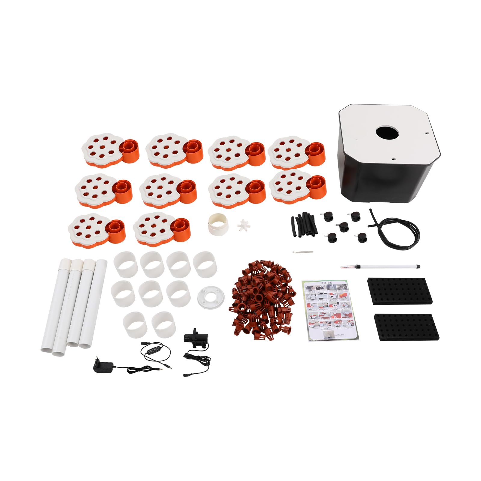 Système de culture hydroponique avec pompe, minuterie, 10 couches et 80 trous, tour de croissance hydroponique, pour la maison, le commerce et les botaniques