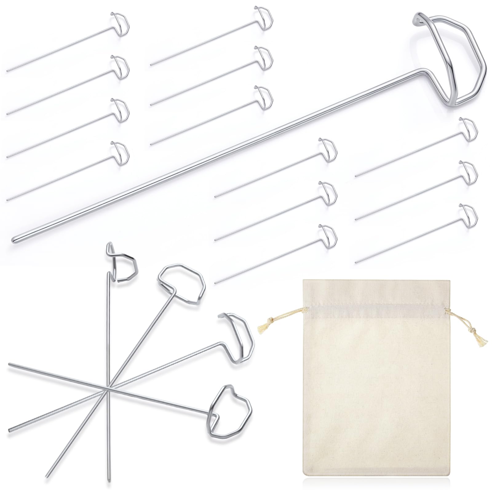 Shimeyao 24 Pack 6" Archery Target Pins with Loop Handle Heavy Duty Stainless Steel for Thickened Bow Foam Straw Archery Targets for Backyard, Garden Landscape Staples, Range Hunting Practice