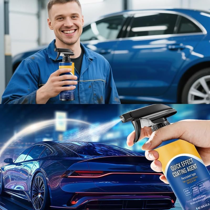 Quick Effect Coating Agent for Car: 3-in-1 Ceramic Sealant Spray - Hydrophobic Ceramic Paint Car Wax Sealant Spray for Paint, Glass, Plastic and Meta (3 pcs) — view 6