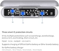 Vista 5 de MAXCAM Cargador de batería triple para GoPro HERO8 negro / HERO7 negro / HERO6 negro / HERO5 negro
