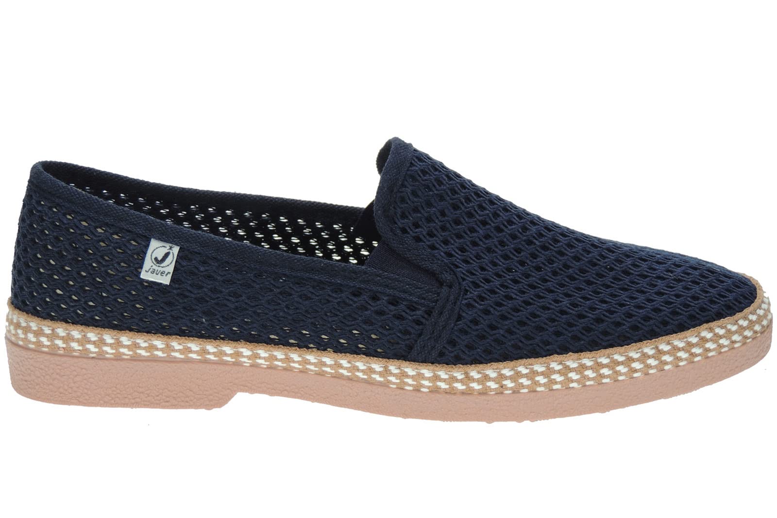 Calzados Romero JAVER - Zapatilla Cerrada en Doble Rejilla Algodón para Hombre - Plantilla Esparto - Piso de Goma - Para Calle. MARINO talla 44