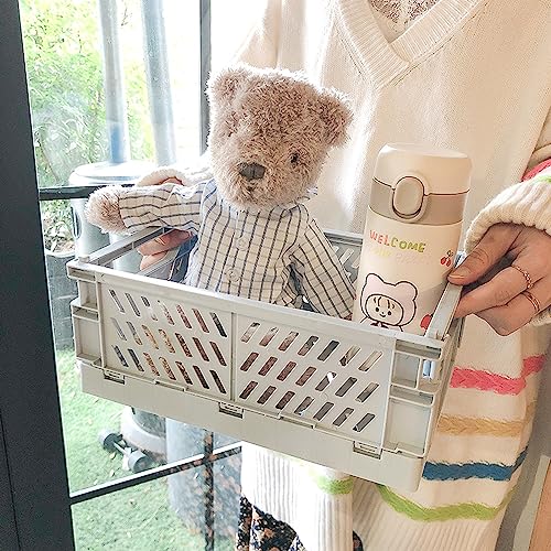 Frepea 2 Stück Aufbewahrungskorb Kleine Klappboxen Grün Faltbar Stabil Aufbewahrungskiste Kunststoff Klappkorb für Küche/Kinderzimmer/Büro(Hellgrün)