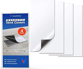 VeloTech Vent Cover 4-Pack for Steel Registers - 12" X 5.5" 2MM Extra Thick UltraStrong Magnet to Seal Vents & Save Energ...