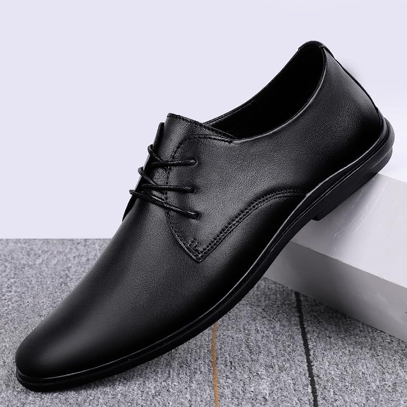 Men Flat Dress Shoes Oxford Lace-up Round Toe Men's Prom Wedding Leather New Shoes Non Slip Anti-slip Low Top Block Heel Business3