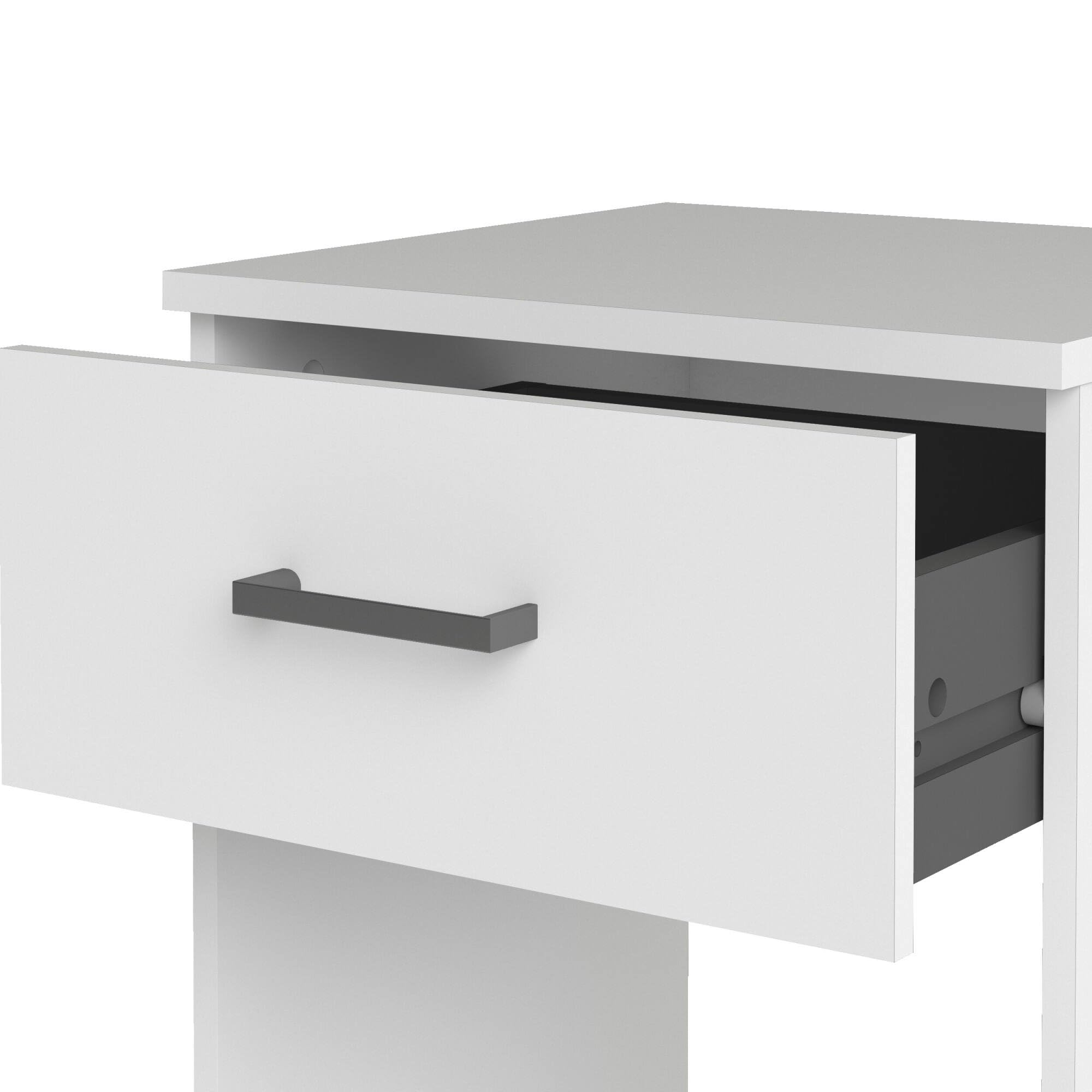 Dmora Comodino 35.95x37.6x47.5h cm Bianco Un Cassetto Apertura Scorrevole, Chiusura Scorrevole